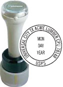 N95-832 - Round Date Stamp with Vertical Date Format<br>1-1/8" Diameter