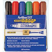 Dry Safe 2.mm Bullet 6PK<br>Whiteboard Marker<br>EK-517 (Assorted)