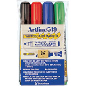 Dry Safe 2.-5.mm Chisel 4pk<br>Whiteboard Markers<br>EK-519 (Assorted)