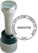 N95-832 - Round Date Stamp with Horizontal Date Format<br>1-1/8"Diameter